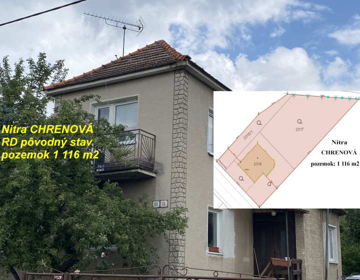 Nitra CHRENOVÁ RD pôvodný stav pozemok 1116 m2 ID 618-12-MIG