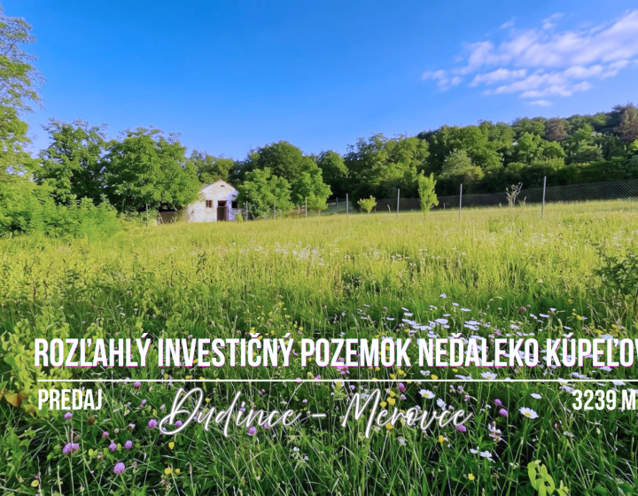 Investičný rozľahlý pozemok 3239 m2, Dudince-Merovce