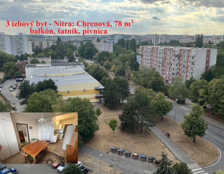 Nitra CHRENOVÁ - 3 izbový byt, 78 m2