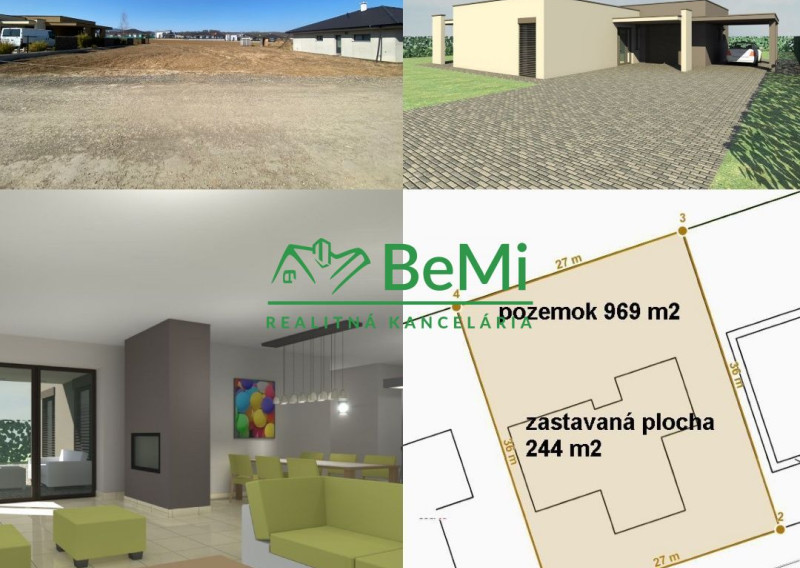 Moderná novostavba s garážou (vo výstavbe) pozemok  969 m2, Malý Lapáš