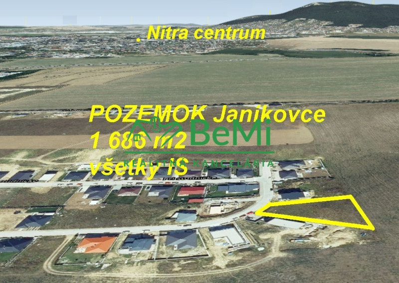 Pozemok 1 686 m2 Nitra Janíkovce všetky IS  ID 545-14-MIG