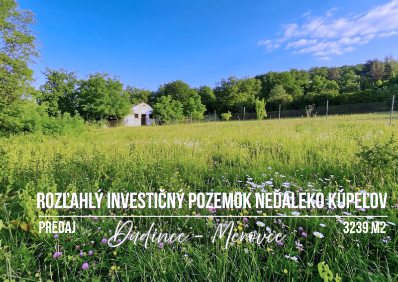 Investičný rozľahlý pozemok 3239 m2, Dudince-Merovce