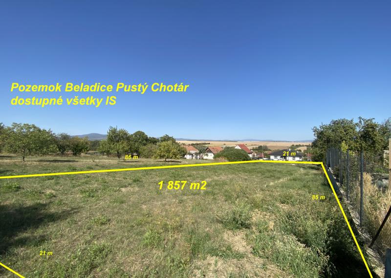 Pozemok Beladice Pustý Chotár 1857m2 všetky IS ID 635-14-MIG